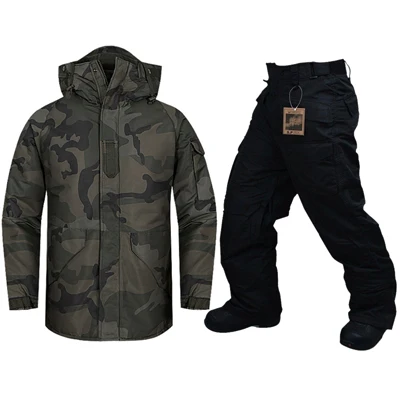 Jacket With Pants Новая серия "Southplay" Зимний теплый водонепроницаемый лыжный сноуборд(деревянная военная куртка+ черные штаны) комплекты - Цвет: Jacket With Pants