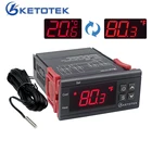 Цифровой термостат KT1000, регулятор температуры 12 В 24 В 220 В, терморегулятор для инкубатора с подогревом и кулером, C  F дисплей