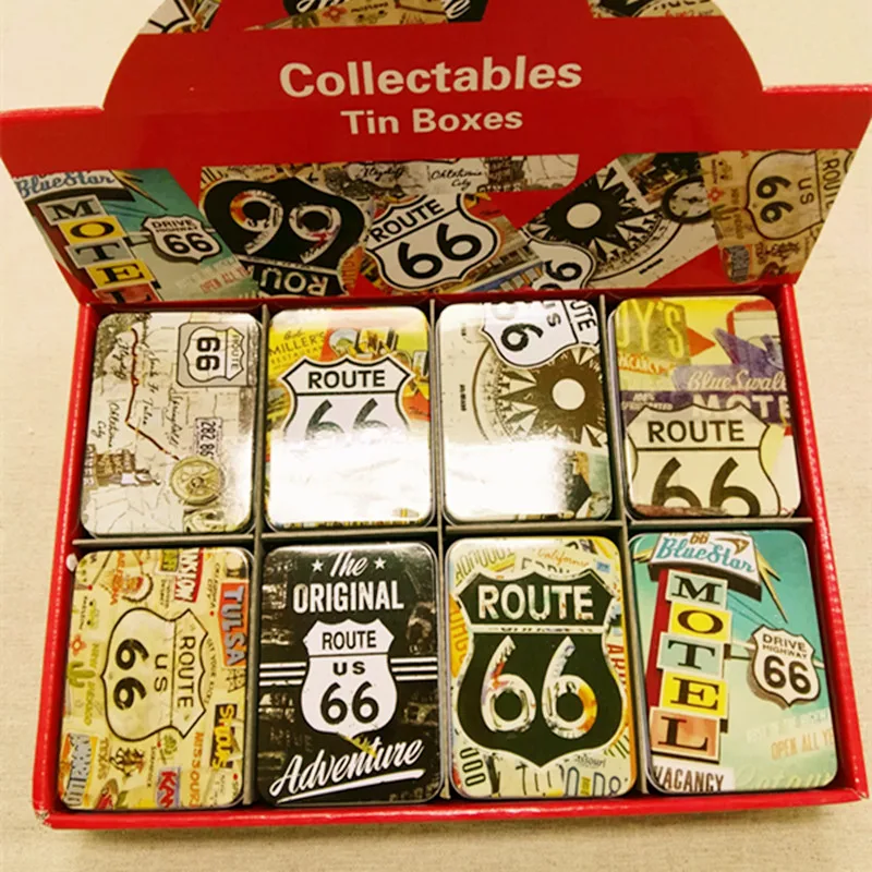 16 шт./кор. ROUTE 66 Pringting металлический ящик для хранения винтажный стиль коробка карт