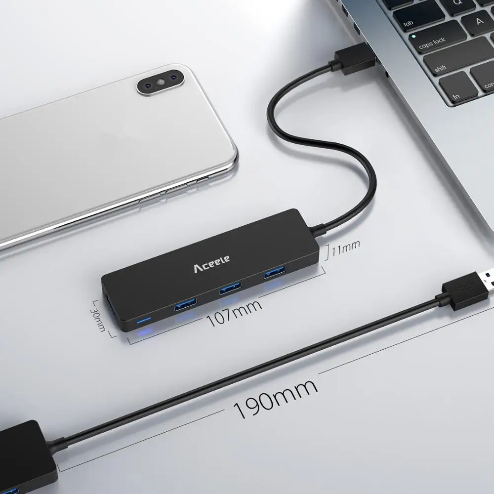 Aceele тонкий размер usb-хаб USB 3,0 до 4 USB 3,0 портов адаптер для ПК ноутбука Macbook Air DELL hp LENOVO ASUS и т. д. 120 см 4 фута