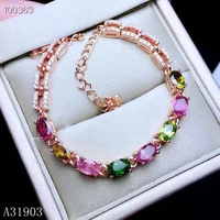kjjeaxcmy boutique jewelry 925 sterling silver inlaid natural tourmaline gemstone female bracelet support detection