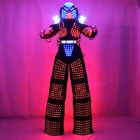 traje led robot costume led clothes stilts walker costume led suit costume helmet laser gloves co2 gun jet machine