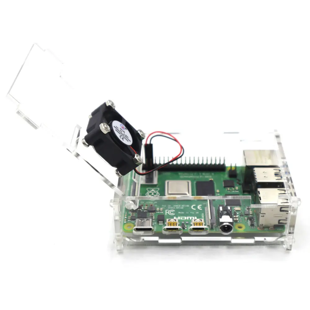Прозрачная акриловая коробка корпуса с охлаждающим вентилятором для Raspberry Pi 4 Model