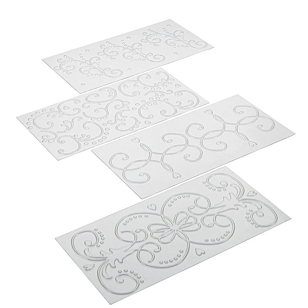 

4pc Grid Transparent Texture Mat Cake Border Decorating Tools Cake Mold Fondant Imprint Baking Mat Fondant Cutter Cake Tools [3]