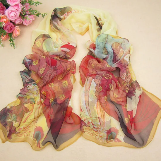 Chinese characteristics of beautiful ladies figure new printed chiffon scarf Tang Dynasty beauty beach sunscreen |
