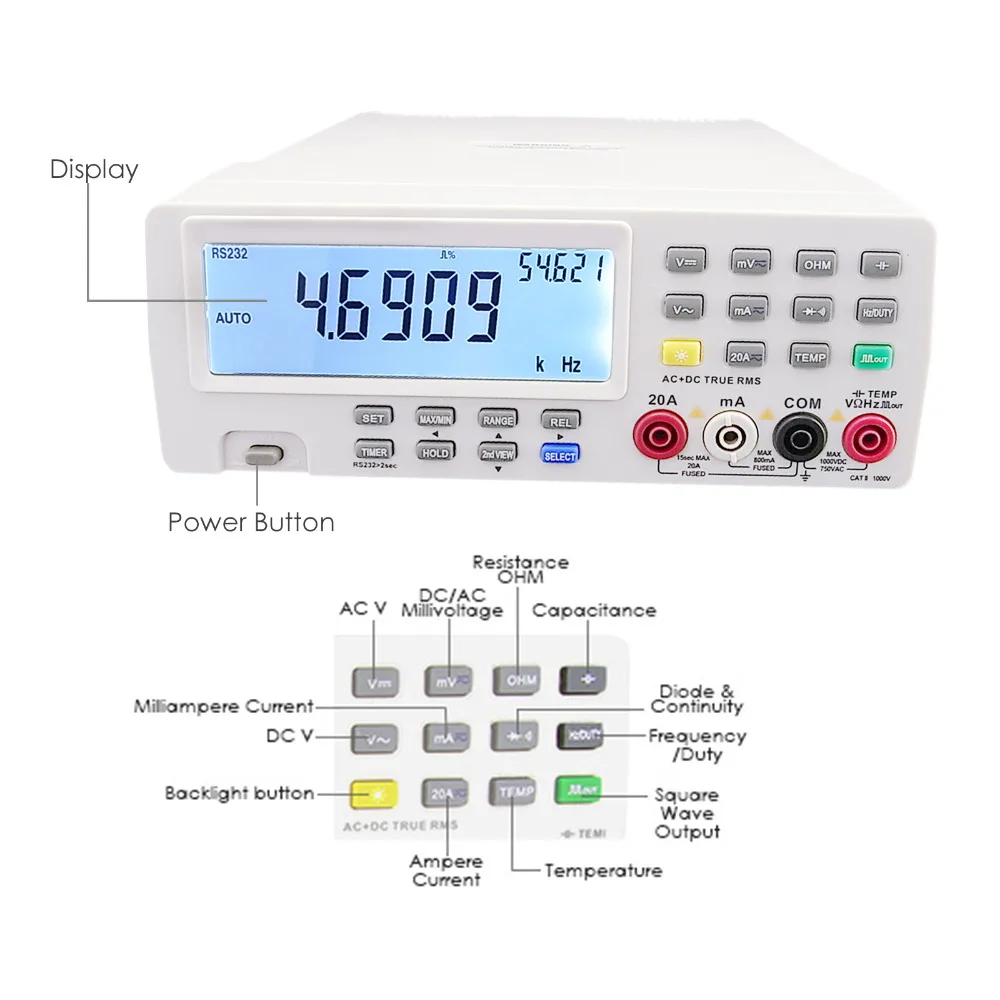 VICHY VC8145 DMM Digital Bench Top Multimeter Temperature Meter Tester PC Analog 80 000 counts Bar Graph w/ 23 segments | Инструменты