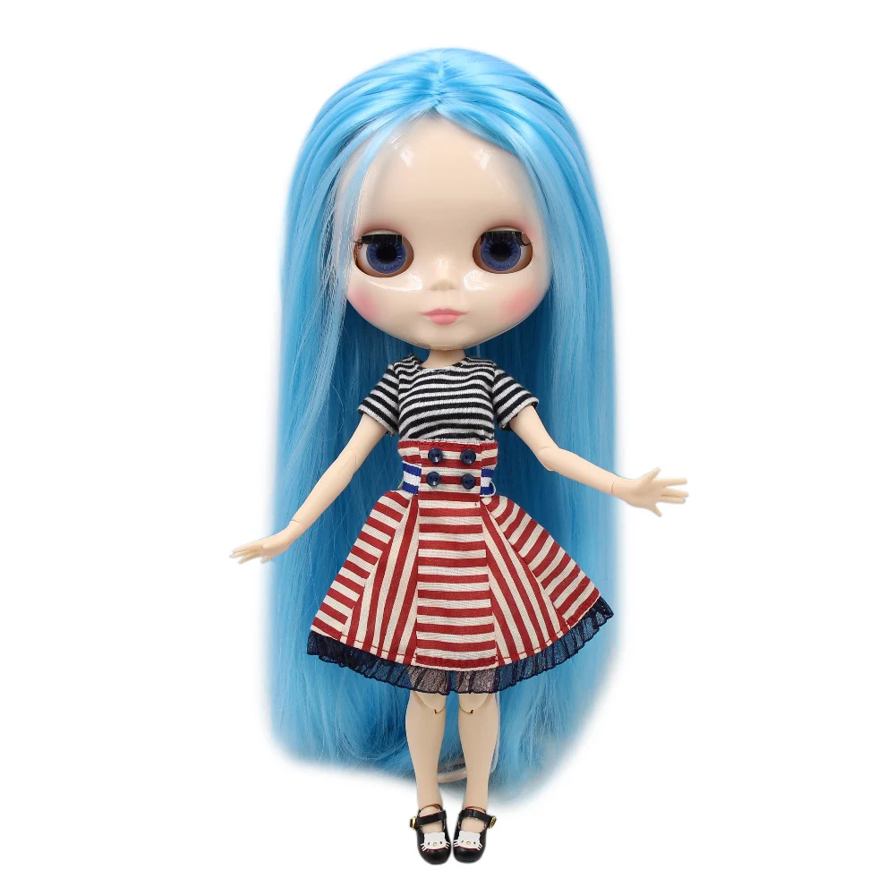 ICY DBS Blyth кукла 1/6 BJD шарнирная прямые синие волосы сустав тела белая кожа 30 см