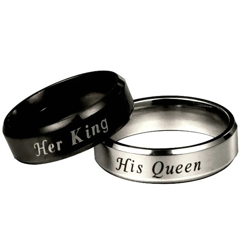 Men Women Couple Ring Stainless Steel King Queen Letter Print Engagement Jewelry | Украшения и аксессуары