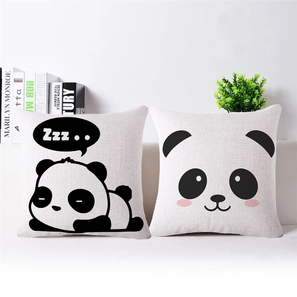 Льняная квадратная наволочка для подушки с рисунком панды|cushion cover home decor|cover