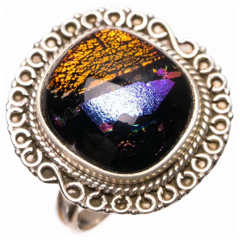 Stargems (TM) натурально Дихроичных Стекло ручной работы индийских кольцо