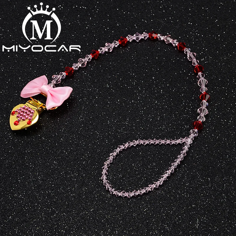 MIYOCAR custom name bling heart pacifier clip personalized pacifier holder dummy clip with bling pacifier set unique gift SP007
