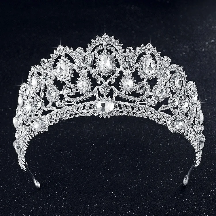 Luxo Espumante Coracao de Cristal Coroa De Noiva Acessorios Para o Cabelo As Mulheres Meninas Tiaras Casamento Grande|Украшения для