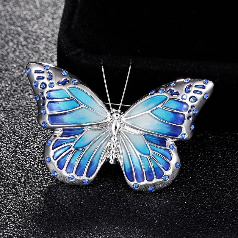 

Donia jewelry cute butterfly Brooch red and blue Enamel enamel rhinestone animal lady dress turban pin coat gift