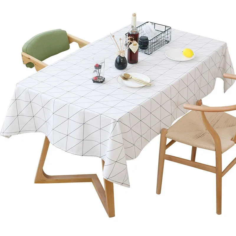 Современный квадратный плед черный и белый водонепроницаемый скатерти ткань