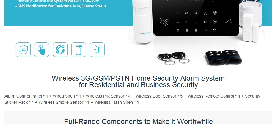 Homsecur беспроводный 3g/WCDMA RFID охранной сигнализации Системы+ красная вспышка Сирена LC03-3g