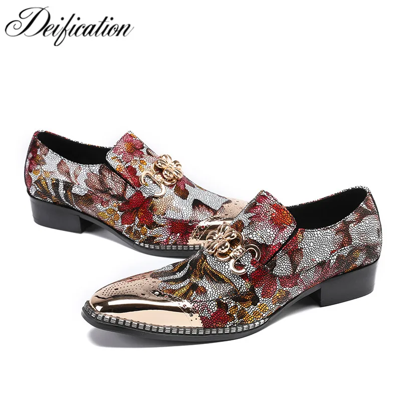 Deification/модные свадебные туфли с цветочным принтом Zapatos Hombre Мужские модельные