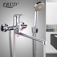 frud 1set 35cm zinc alloy outlet pipe bathtub shower faucet chrome with shower head bathroom cold and hot water mixer tap r22102