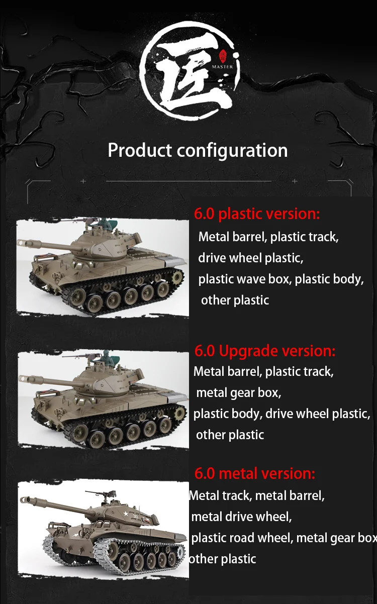 Большой 1/16-3839-1 2,4G Wacker BulldogRadio RC боевой танк США M41A3 для детей на дистанционном управлении игрушка танк подарок