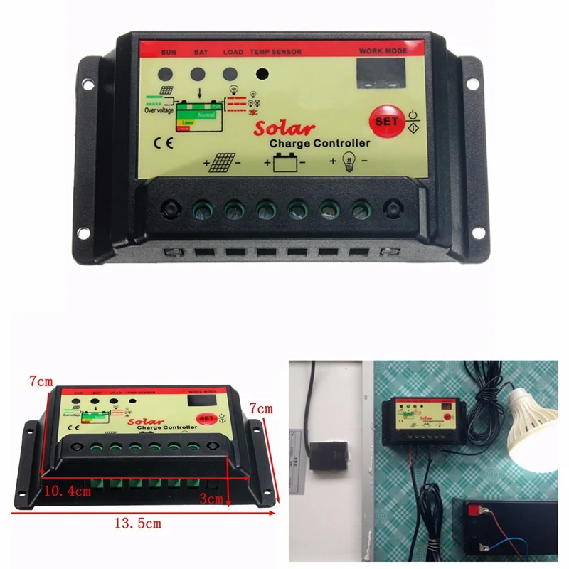 Leora 12V/24V 10A Солнечный контроллер для системы солнечной энергии ЖК дисплей ШИМ
