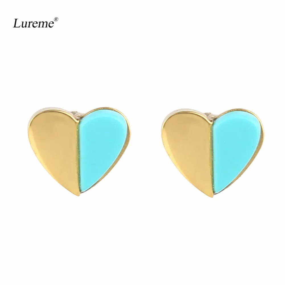 

Lureme Stainless Steel Gold Color Mini Heart/Stripes/Teardrop Stud Earrings with Stone for Women Jewelry (er005629)