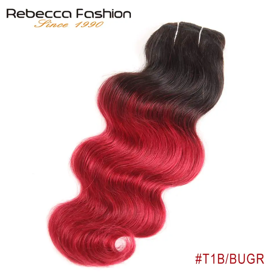 Натуральные волнистые волосы Rebecca 1 пучок цветные # T1B/30 T1B/27 T1B/99J T1B/BUGR Remy