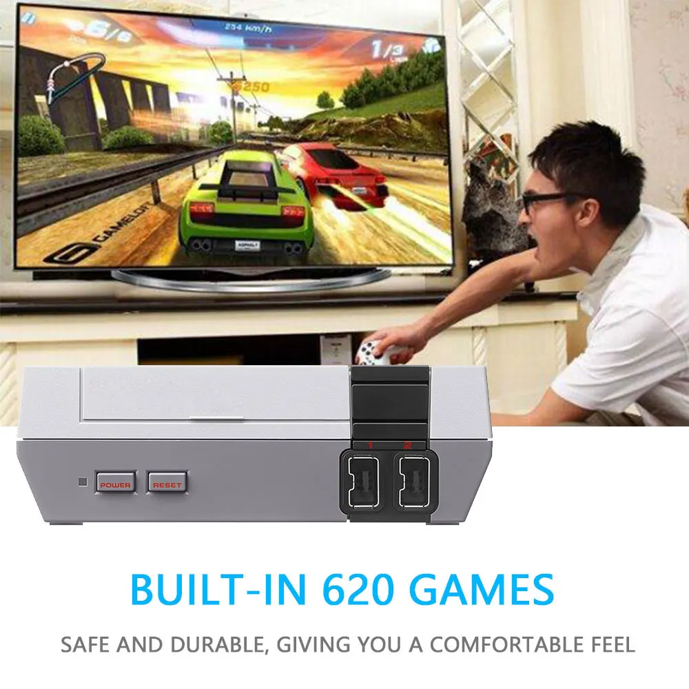 KOBWA 620 Ретро Классическая игровая консоль с двумя геймпадами ЕС AU Великобритания