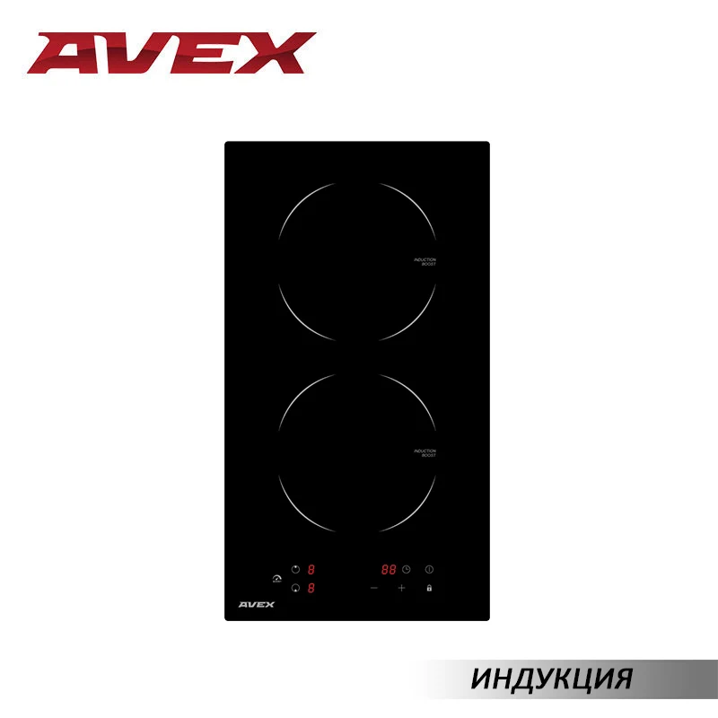 Индукционная электрическая варочная панель AVEX i-M 3020 B, керамика Kanger, сенсорное управление, функция Boost, автоотключение, блокировка, индикатор остаточного тепла, 9 режимов, таймер на 99 минут