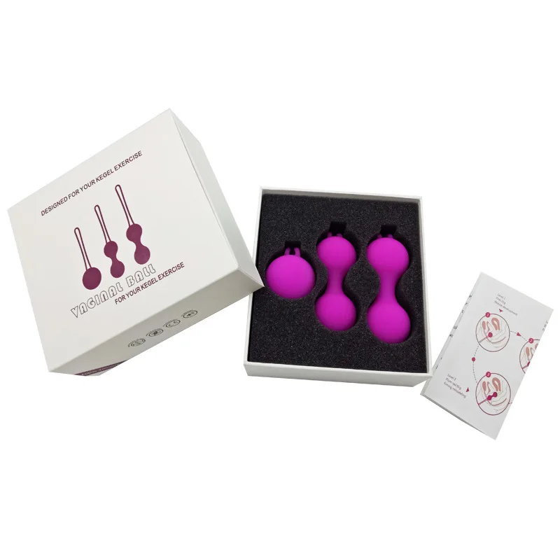 Purple with Gift Box 3 шт Ben Wa мяч безопасный силикон Кегеля набор шариков тренажер Кегеля специально для сужения вагины вагинальные шарики «geisha Balls» для взрослых Секс игрушки для Для женщин - Цвет: Purple with Gift Box