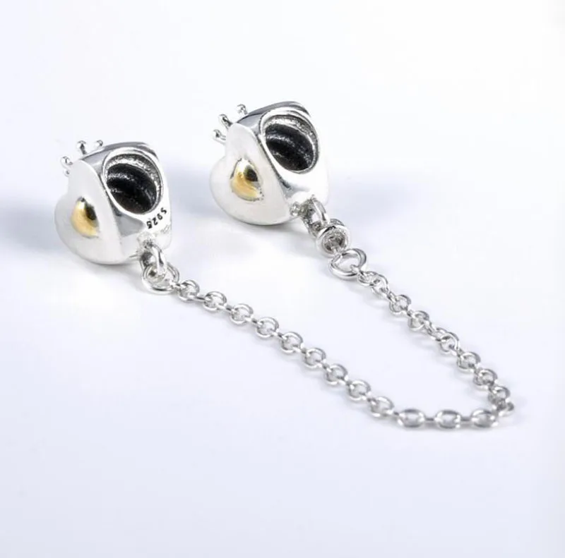 DIY Хорошее качество два тона 925 пробы серебро любовь, сердце, корона дизайн безопасный цепочка браслет шарма от AliExpress WW