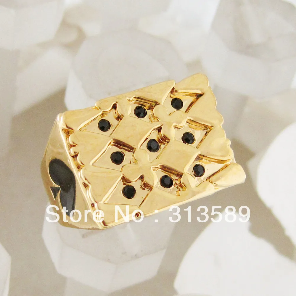 Новый Желтый Золотой GP верхний слой покрытый знаком для покера кольцо с черными