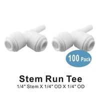 100 pack of stem run tee 14 inch quick connect qc fitting for water filters and reverse osmosis ro systems