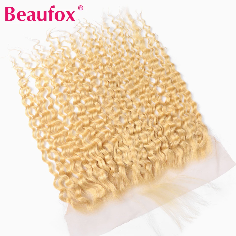 Beaufox 613 человеческие волосы, кружева, фронтальные, Детские волосы, блонд, волна воды, кружева, лобовое закрытие 13*4 Remy, часть