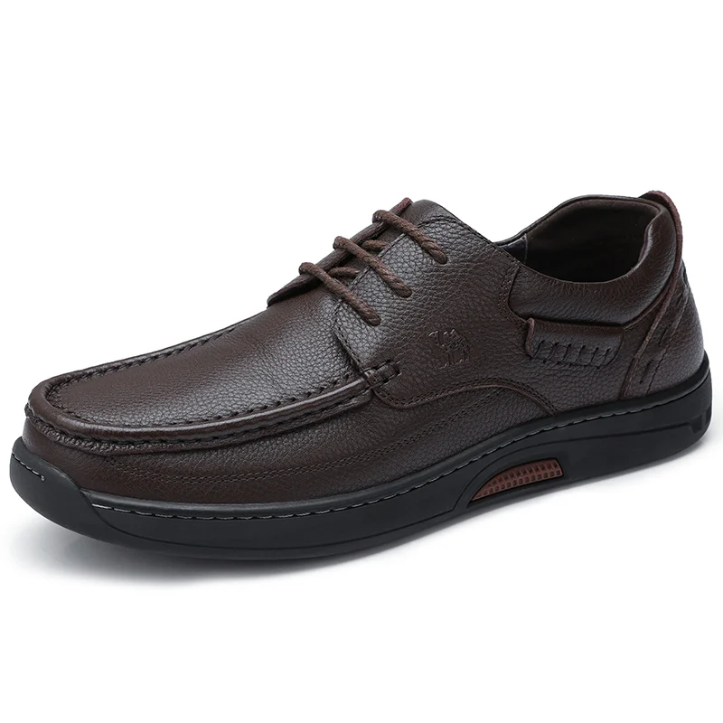 A832287140Brown CAMEL/Мужская обувь с мехом; деловая повседневная обувь из натуральной кожи; мужские лоферы; эластичная резиновая обувь; мужская обувь на плоской подошве - Цвет: A832287140Brown