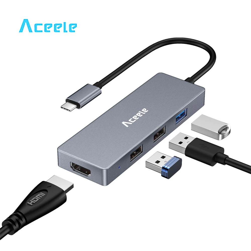 Aceele USB C концентратор usb type до 4K HDMI 3 0 конвертер для Macbook Pro Air HUAWEI Matebook X/E|USB-хабы| |