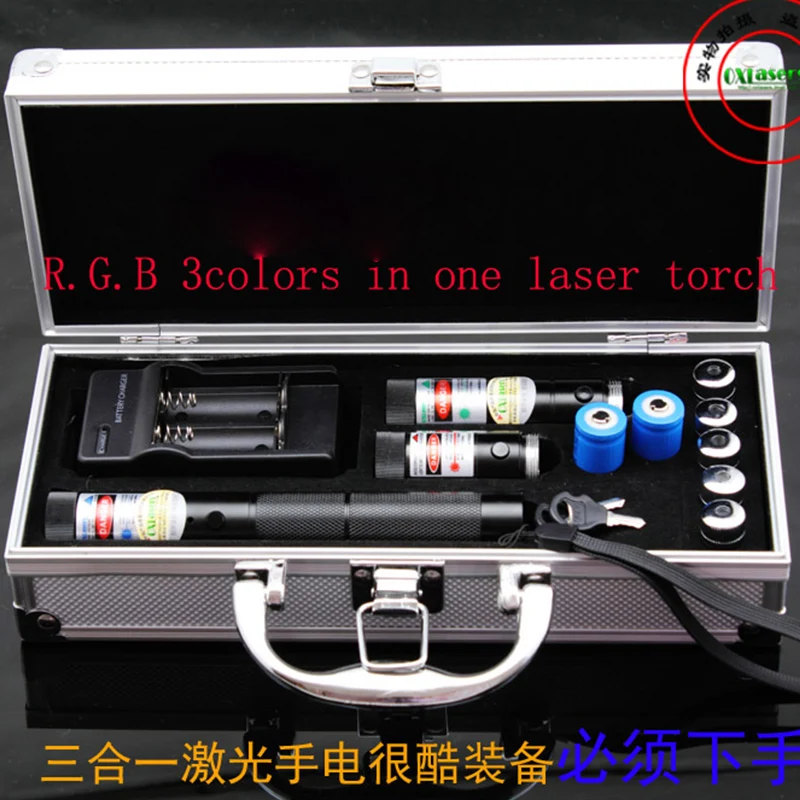 OXLasers OX RGB301 металлический корпус 3 в 1 Фокусируемый лазерный набор с 3000 м синим