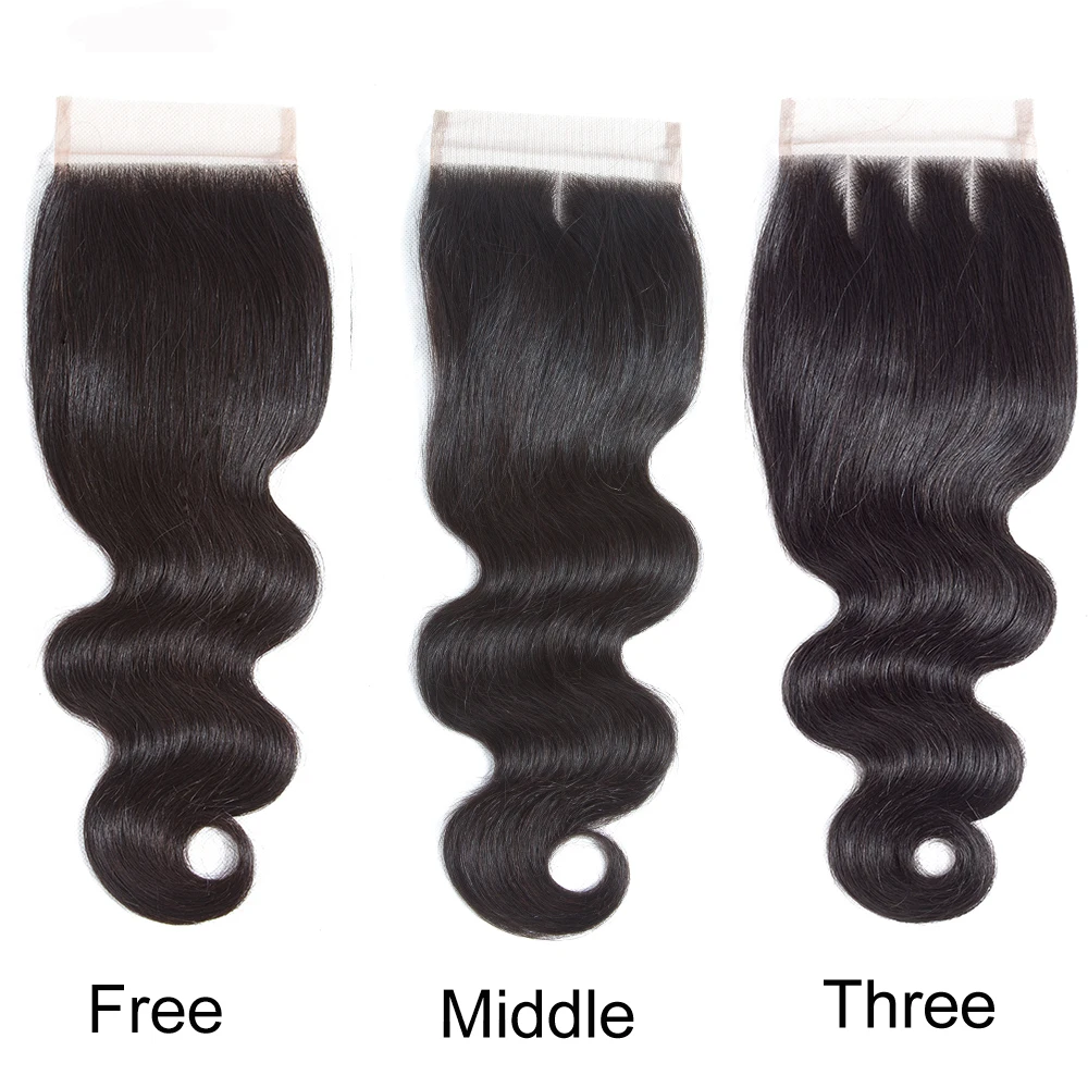 Аманда Кружева Закрытие человеческих волос с волосами младенца 100% Волнистые