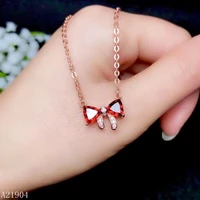 kjjeaxcmy boutique jewelry 925 pure silver inlaid natural garnet necklace pendant support detection