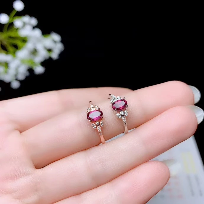 

KJJEAXCMY boutique jewelry 925 sterling silver inlaid natural magnesium aluminum garnet gemstone female ring support test