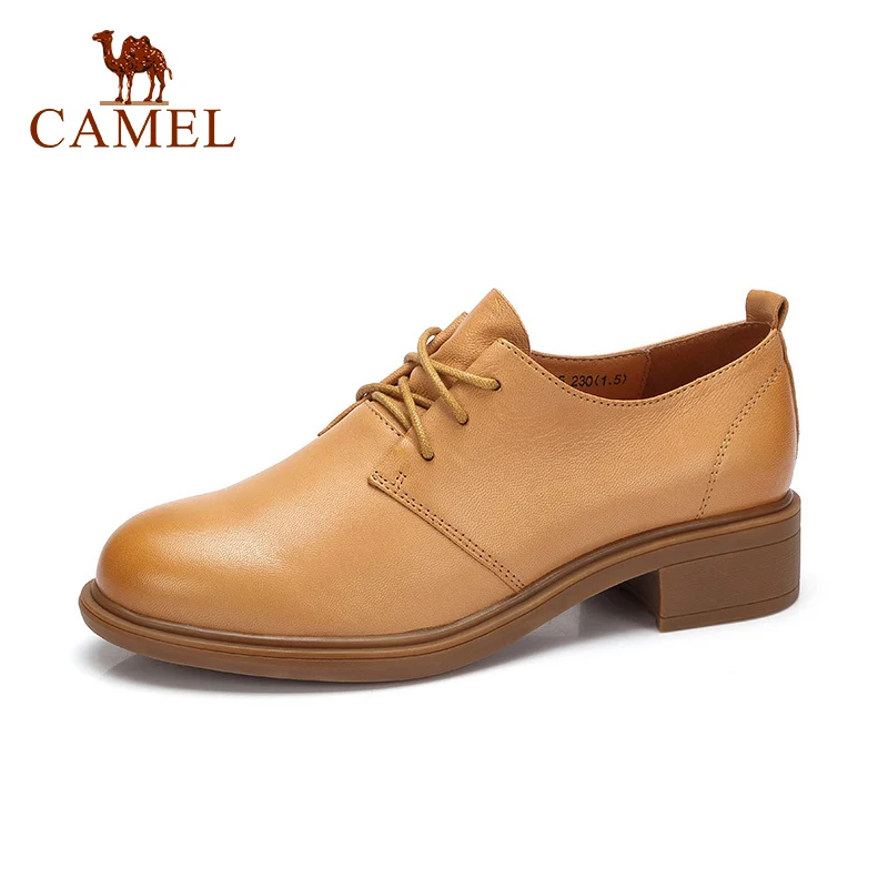 CAMEL New Women Single Shoes For Ladies Genuine Leather Med Heel Pumps Spring Collect Retro Casual Crosstied Dress | Обувь