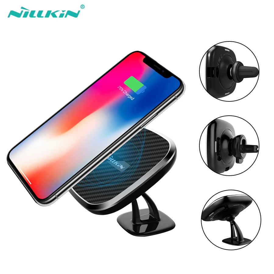 

NILLKIN Fast Qi Car wireless charger 10w adjustable Phone Holder wireless Charging Pad For iPhone X/8/8+ For Samsung S10 S10+ S9