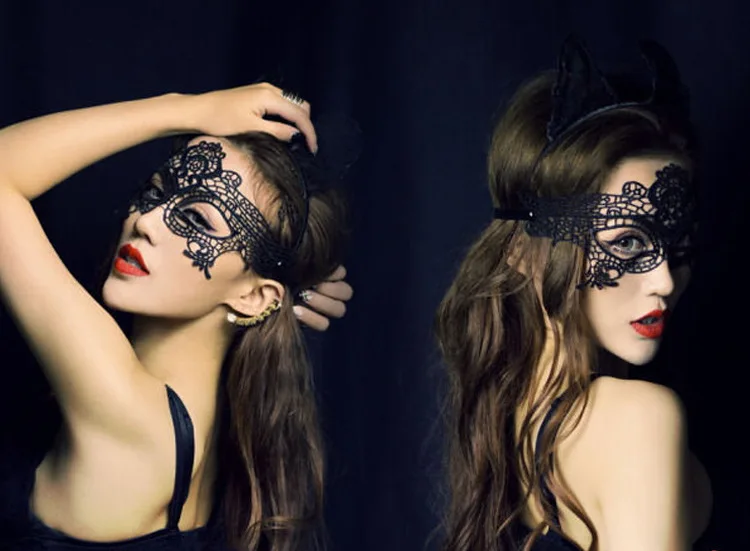 

DHL Free shipping 100pcs Black Sexy Lace Mask Cutout Eye Mask for Halloween Masquerade Party Fancy Dress Costume