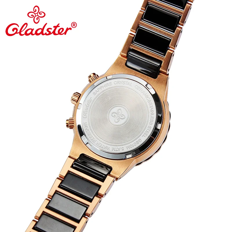 Классические часы Gladster с хронографом керамические кварцевые Япония MIYOTA женские