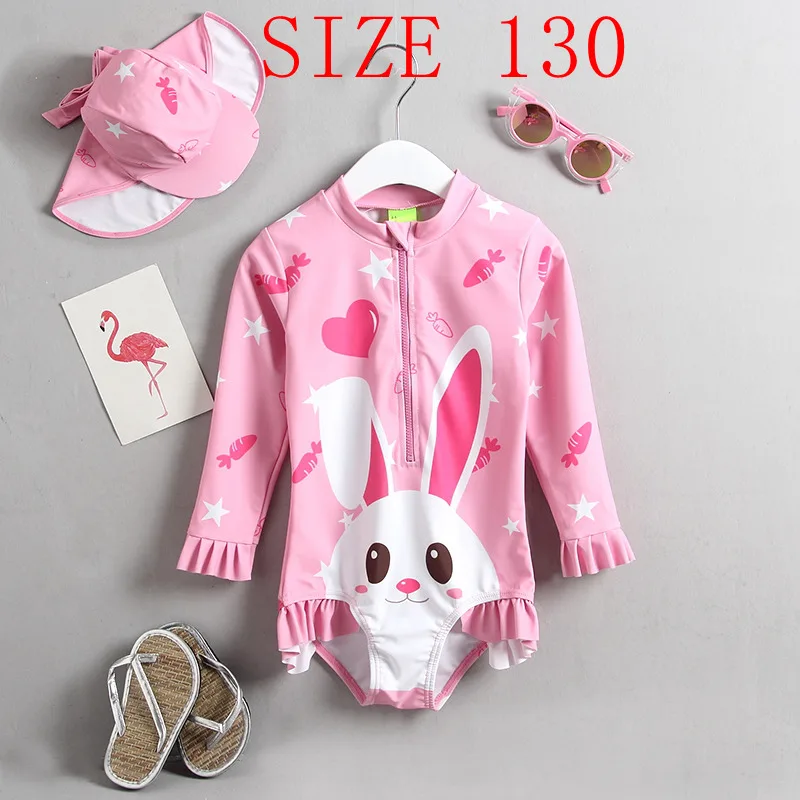 PINK 130 Г. Летний купальный костюм для малышей купальная Одежда для девочек розовые купальные костюмы с длинными рукавами детский купальный костюм из 1 предмета для девочек пляжная одежда - Цвет: PINK 130