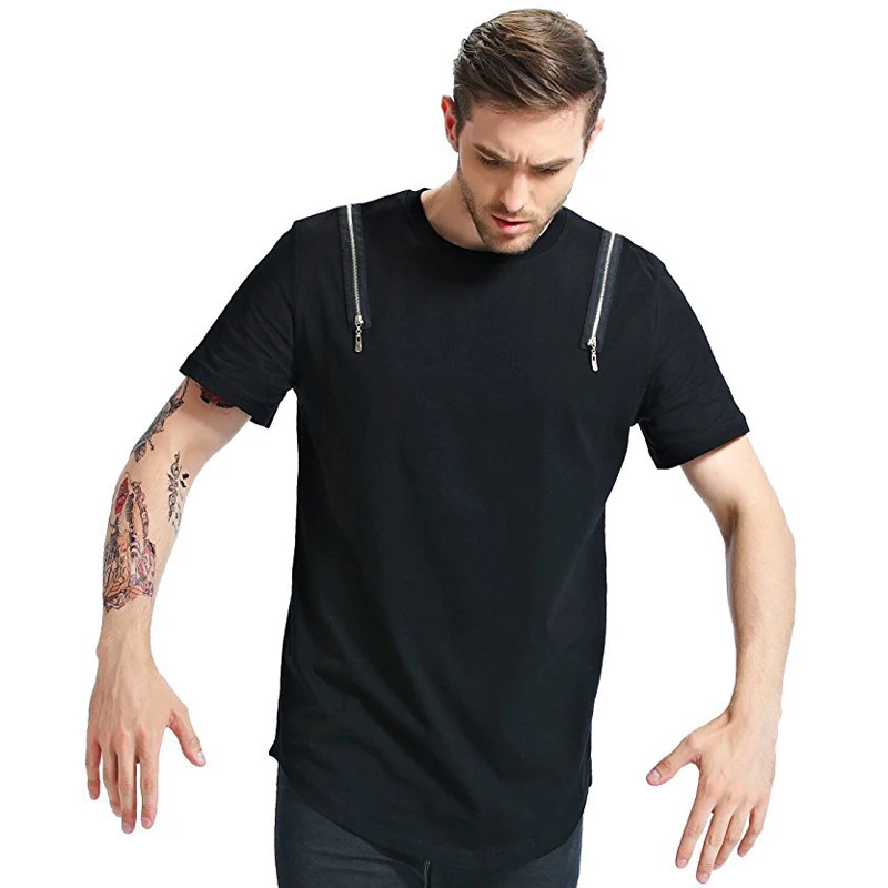 S ~ 4XL! Новые мужские модные индивидуальные круглые однотонные футболки с длинным