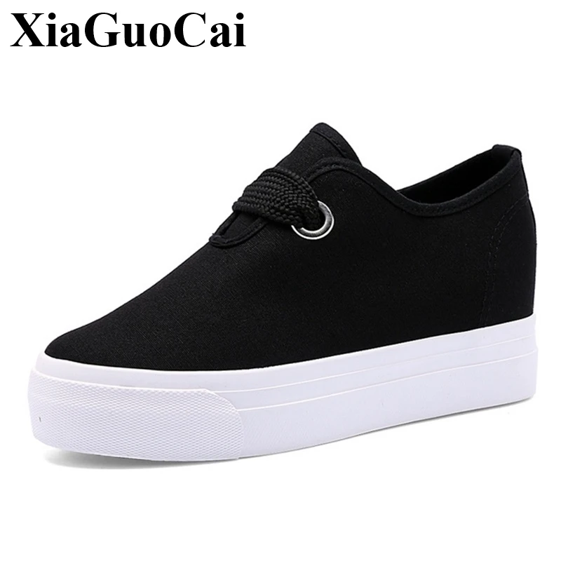 Новые женские туфли на плоской платформе парусиновые шнурках дышащие кроссовки