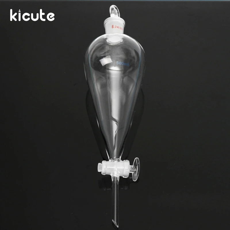 Kicute 500 мл 24/29 прозрачная пириформа разделяющая Стеклянная Воронка прямая трубка
