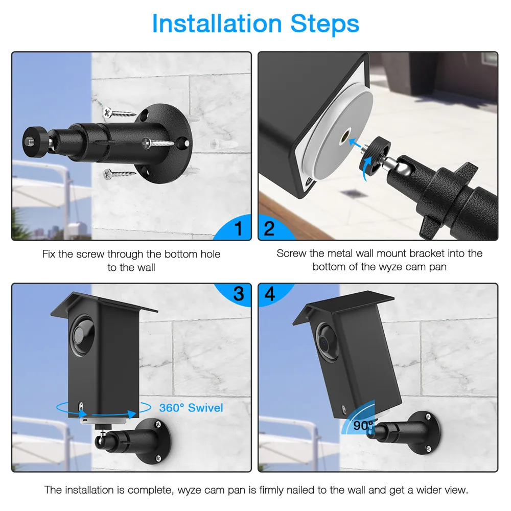 Настенный держатель для Wyze Cam Pan/Xiaomi Mijia Dafang, открытый водонепроницаемый защитный чехол+ Регулируемый поворотный градусов кронштейн