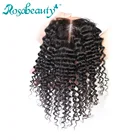 Rosabeauty человеческие волосы на шнурке глубокая кудрявая волна закрытие 4x4 Siwss кружева отбеленные узлы свободныйсреднийтри части 8-20 дюймов Remy