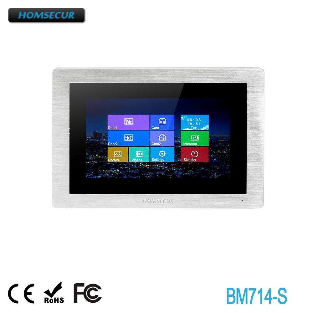 HOMSECUR BM714-S внутренний монитор с сенсорным экраном для HDK серии 1V1 1V2 1V3 1V4 2V1 2V2 2V3 2V4 |