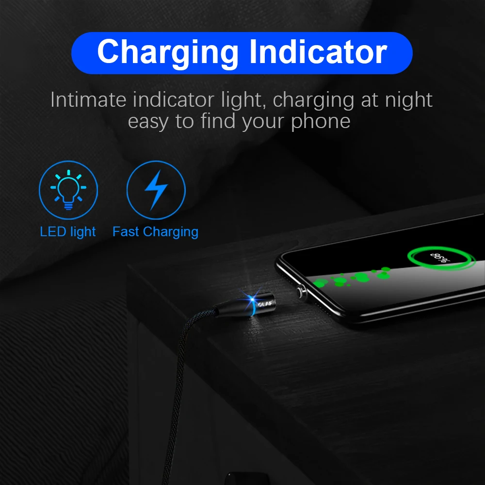 Магнитный USB кабель OLAF 2 м 1 3 А быстрая зарядка Micro Тип C для iPhone X Samsung S9 Xiaomi зарядный